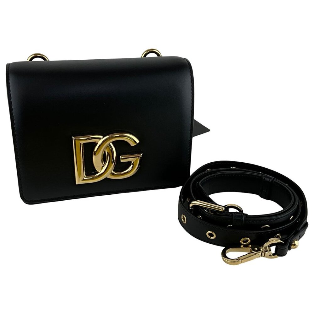 Dolce&Gabbana Women's Embellished DG Gold Interlocking Shoulder Bag Black